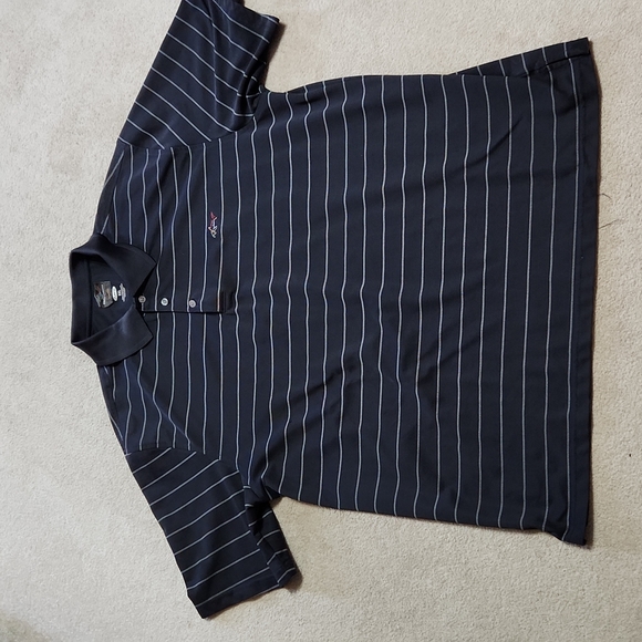 Golf Shirt Charcoal and White Striped - XXL - Picture 1 of 9